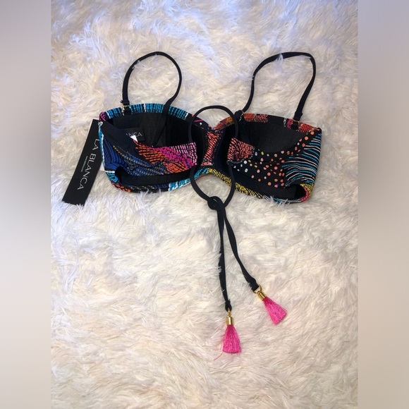 La Blanca Colorful Patterned Bandeau Bikini Top size 6 - Picture 12 of 16